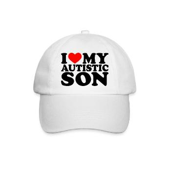 I Love My Autistic Son I Red Heart My Son - Baseballkappe - Weiß/Weiß - Vorne