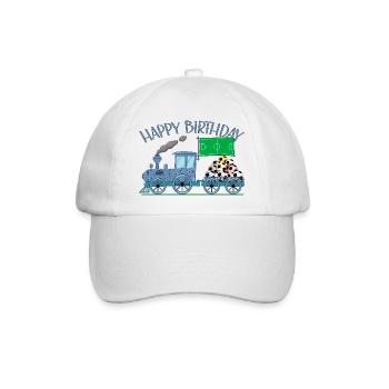 Kinderzug Eisenbahn Happy Birthday Fußball - Baseballkappe - Weiß/Weiß - Vorne