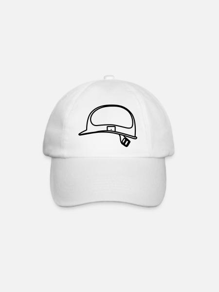 Helm Bauarbeiter Umriss Smybol - Baseballkappe - Weiß/Weiß