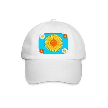 Gerbera auf türkis - Baseballkappe - Weiß/Weiß - Vorne