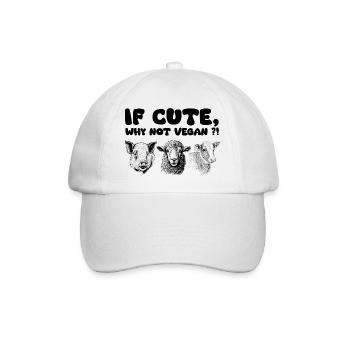 If cute, why not vegan? - Baseballkappe - Weiß/Weiß - Vorne