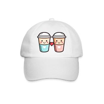 Coffee to go Paar Liebe Herz Kaffee Valentinstag - Baseballkappe - Weiß/Weiß - Vorne