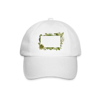 Aquarell Laub Rahmen - Baseballkappe - Weiß/Weiß - Vorne
