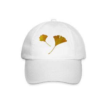 Herbstblätter von Ginkgo biloba - Baseballkappe - Weiß/Weiß - Vorne