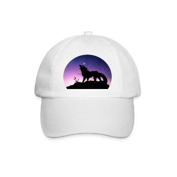 Die Reise eines Sternenwolfs - Silouhette Nocturne - Baseballkappe - Weiß/Weiß - Vorne
