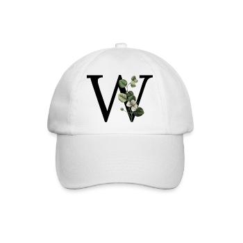 Grüner botanischer Buchstabe w - Baseballkappe - Weiß/Weiß - Vorne