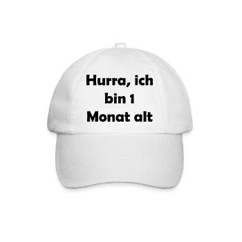 Hurra, ich bin 1 Monat alt - Baseballkappe - Weiß/Weiß - Vorne