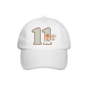 11. Geburtstag Fuchs Blumen - Baseballkappe - Weiß/Weiß - Vorne