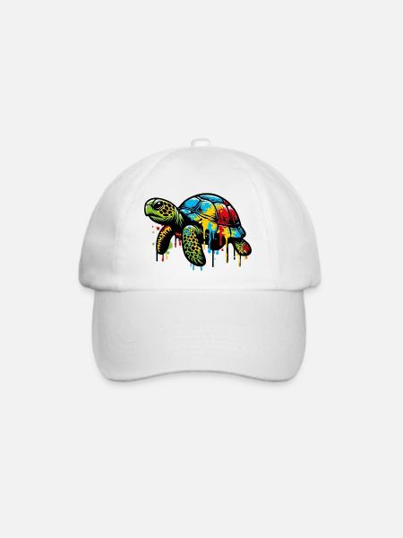 Schildkröte - Baseballkappe - Weiß/Weiß