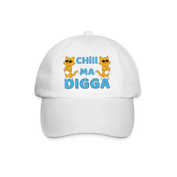 Chill ma Digga - lustige katze mit Sonnenbrille - Baseballkappe - Weiß/Weiß - Vorne