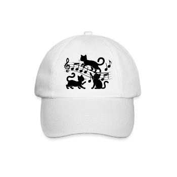 Schwarze Katzen Muster spielen mit Musiknote - Baseballkappe - Weiß/Weiß - Vorne