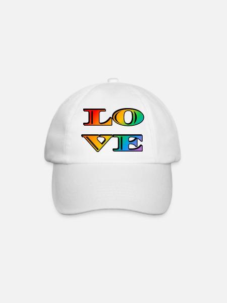 Retro Regenbogen Liebe - Baseballkappe - Weiß/Weiß