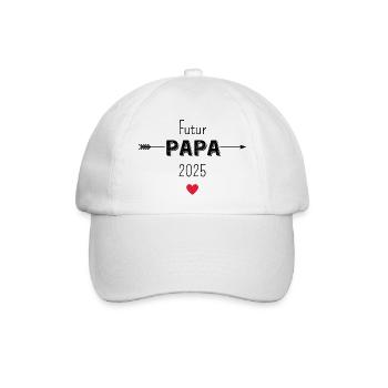 Werdender Papa 2025 - Baseballkappe - Weiß/Weiß - Vorne