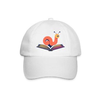 Lebendiger Bücherwurm - Baseballkappe - Weiß/Weiß - Vorne