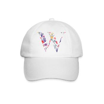 Blumen Personalisierter Buchstabe w - Geschenkidee - Baseballkappe - Weiß/Weiß - Vorne