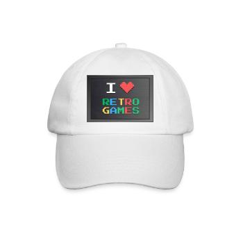 Retrogaming - Ich liebe Retrogaming - Baseballkappe - Weiß/Weiß - Vorne