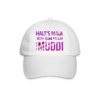 Halt's Maul - Ich bin hier die Muddi - Baseballkappe - Weiß/Weiß - Vorne