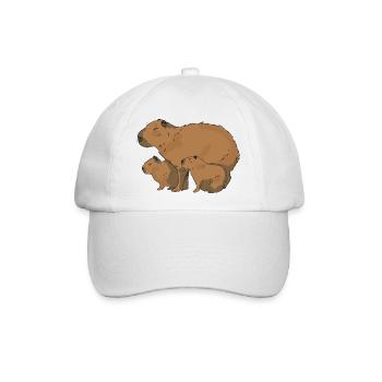 Capybara Familie Wasserschwein - Baseballkappe - Weiß/Weiß - Vorne