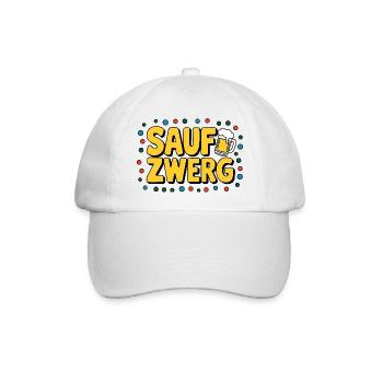 Saufzwerg - Party Fasching Karneval - Baseballkappe - Weiß/Weiß - Vorne