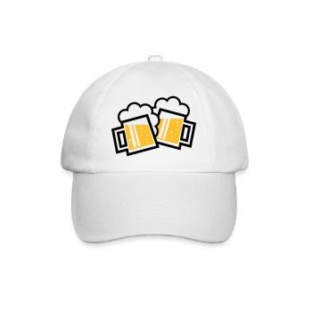 2 Bayrische Bierkrüge Stoßen An (Bier Maßkrüge 2C) - Baseballkappe - Weiß/Weiß - Vorne
