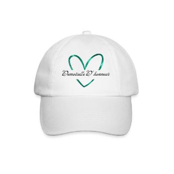 Brautjungfer mit glitzerndem grünem Herz - Baseballkappe - Weiß/Weiß - Vorne
