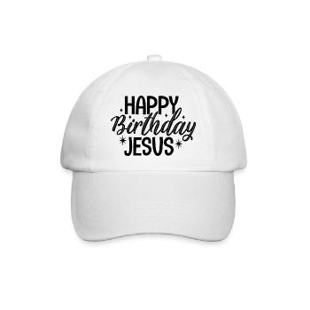 Happy Birthday Jesus - Baseballkappe - Weiß/Weiß - Vorne