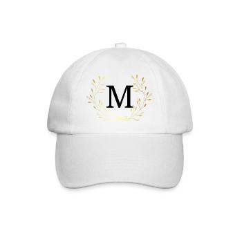 Buchstabe M Goldene Blumenkrone - Baseballkappe - Weiß/Weiß - Vorne