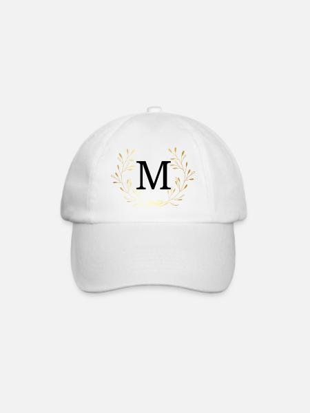 Buchstabe M Goldene Blumenkrone - Baseballkappe - Weiß/Weiß