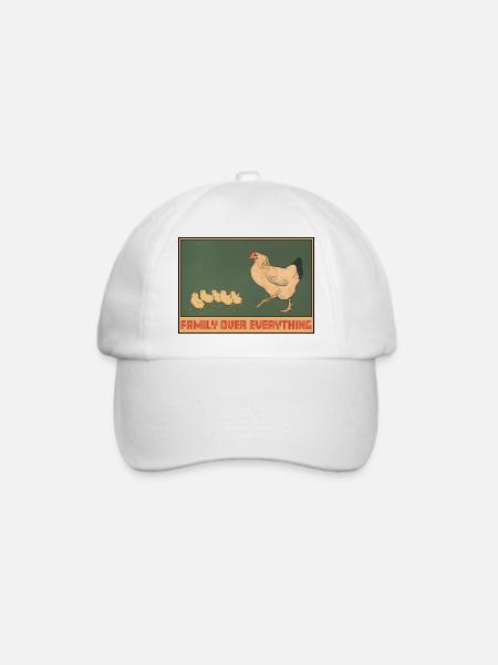 Hühnerfamilie - Family First Design - Baseballkappe - Weiß/Weiß