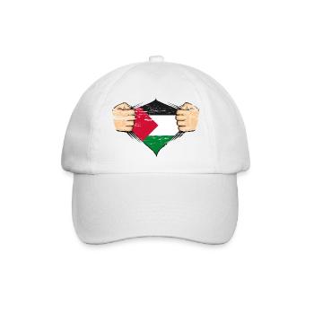 Palästina Flagge Design used - Baseballkappe - Weiß/Weiß - Vorne