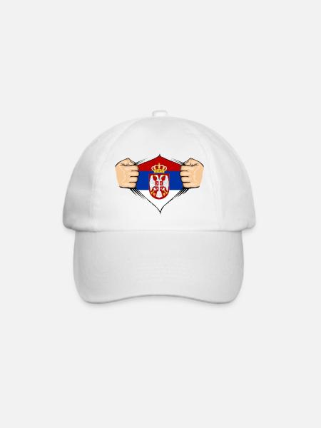Serbien Flagge Design - Baseballkappe - Weiß/Weiß