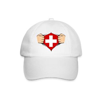Schweiz Flagge Design - Baseballkappe - Weiß/Weiß - Vorne