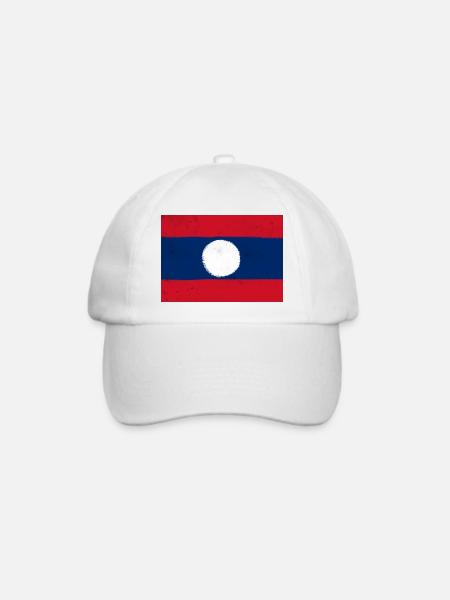 Flagge von Laos - Baseballkappe - Weiß/Weiß