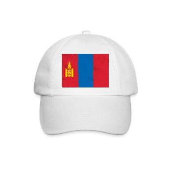 Flagge der Mongolei - Baseballkappe - Weiß/Weiß - Vorne