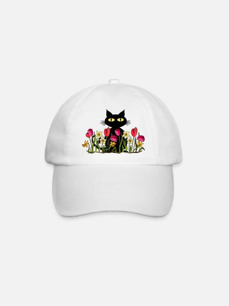 Katze - Baseballkappe - Weiß/Weiß