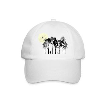 Mystische Nachtwald-Silhouette - Baseballkappe - Weiß/Weiß - Vorne
