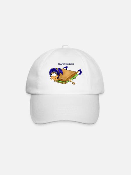 Witziges Sandwich-Mädchen Cartoon Design - Baseballkappe - Weiß/Weiß