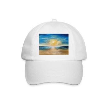 Reflexion bei Sonnenuntergang über ruhigen Gewässern - Baseballkappe - Weiß/Weiß - Vorne