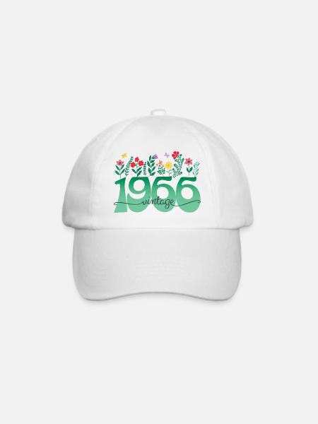 1966 Blumen 60 Jahre Jubiläum Frau - Baseballkappe - Weiß/Weiß
