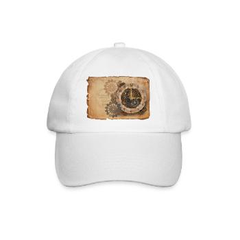 Steampunk Uhrwerk  - Baseballkappe - Weiß/Weiß - Vorne