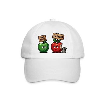 Lustiges Äpfel-Motiv mit Free Hugs Gag - Baseballkappe - Weiß/Weiß - Vorne