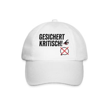 Gesichert Kritisch! Spruch Augen Design - Baseballkappe - Weiß/Weiß - Vorne