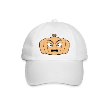 Spukhafter Halloween Gruseliger Kürbis - Baseballkappe - Weiß/Weiß - Vorne