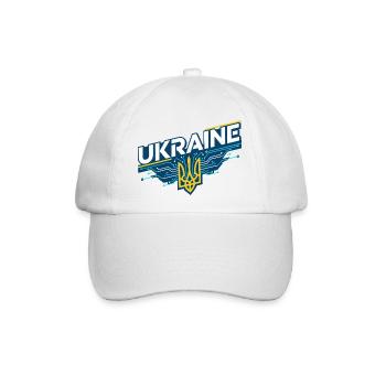 Ukrainische Rennstrecke Dreizack T-Shirt - Baseballkappe - Weiß/Weiß - Vorne
