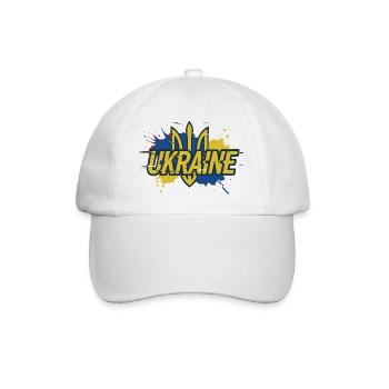 Ukraine Freiheit Dreizack Splash T-Shirt - Baseballkappe - Weiß/Weiß - Vorne