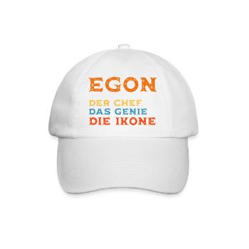 EGON Vorname - Personalisertes Chef Genie,  Ikone - Baseballkappe - Weiß/Weiß - Vorne