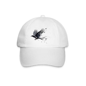 Krähe Rabe Farbspritzer – Modern Aquarell - Baseballkappe - Weiß/Weiß - Vorne