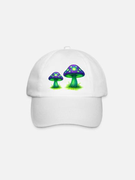 NeonWaldpilze Farbkunst - Baseballkappe - Weiß/Weiß