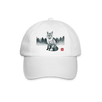Kitsune Fuchs mit Hanko Stempel - Baseballkappe - Weiß/Weiß - Vorne