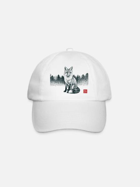 Kitsune Fuchs mit Hanko Stempel - Baseballkappe - Weiß/Weiß